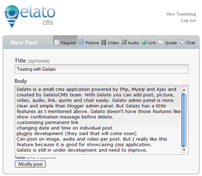 Gelato - CMS - Admin Panel