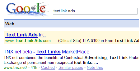 Google penalizes Text Link Ads