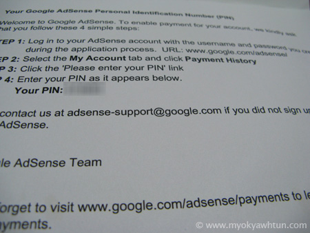 Adsense PIN Mail (inside)