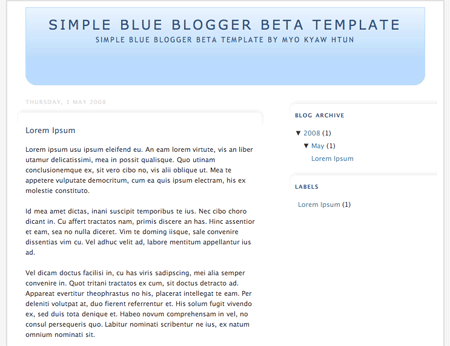 Simple blue Blogger beta template Simple blue Blogger beta template