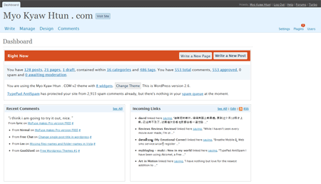 Wordpress Dashboard Wordpress Dashboard